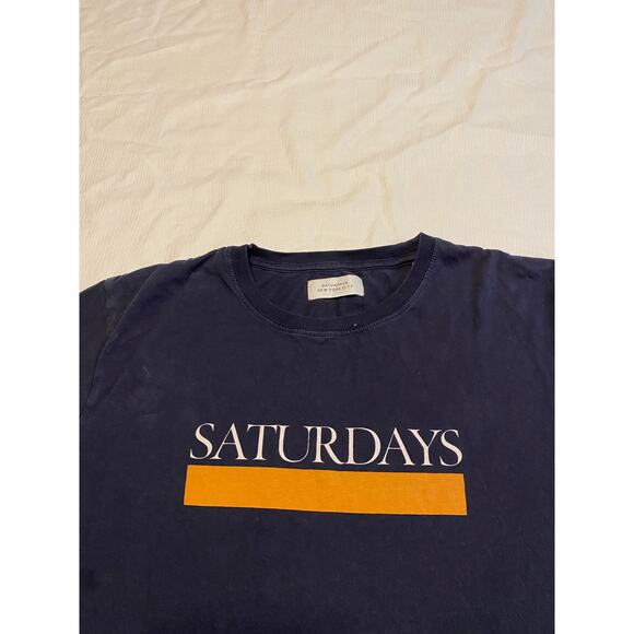 Saturdays New York City Graphic T-shirt Logo Navy Blue Mens Medium - Picture 3 of 15